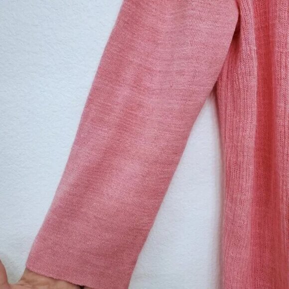 Lafayette 148 Long Open Front Linen Blend Lightweight Breezy Pink Cardigan M - Picture 7 of 14
